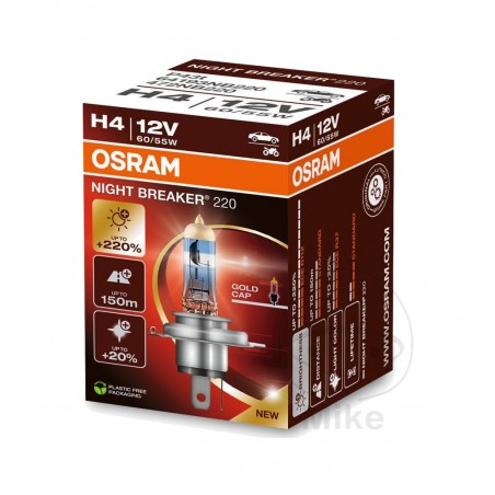 OSRAM Bombilla para coche H4 12V 60/55W NIGHT BREAKER 220 1590357