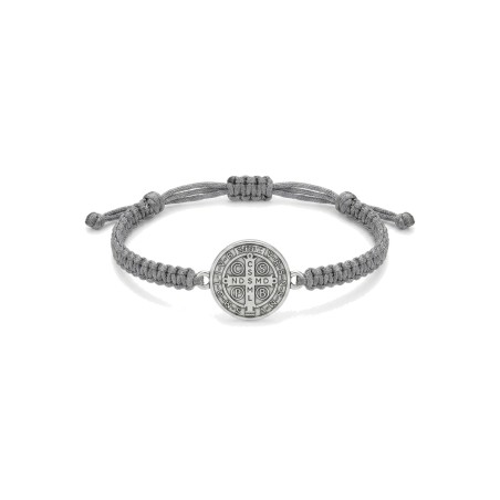 san benito macramé bracelet with silver-plated medal (amulet, religious jewelry, gift, detail)