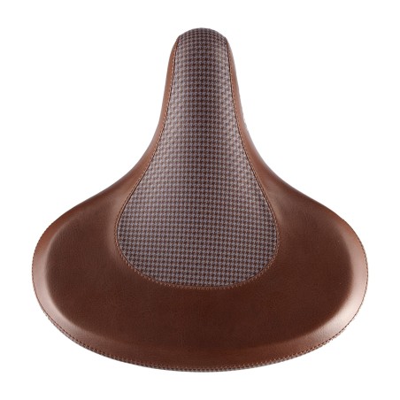 velo vl8088 cruiser saddle - extra vintage comfort in brown leather and houndstooth