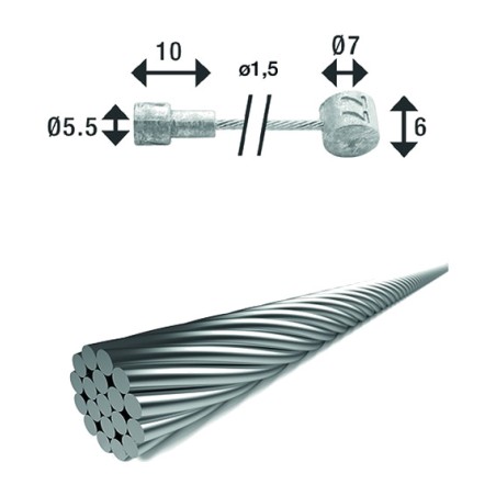 dubbele kop remkabel 1.5mm - 2350mm br-x86