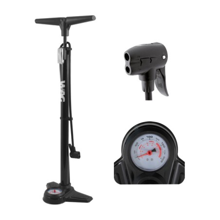 standpumpe aus stahl mit manometer basic plus
