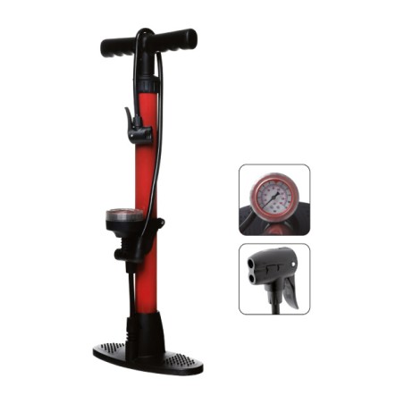 bomba de pie de acero con manómetro basic 550 mm