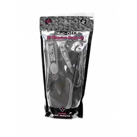 set de 3 cepillos muc-off para limpieza de vehículos - soft washing brush, detailing brush y claw brush