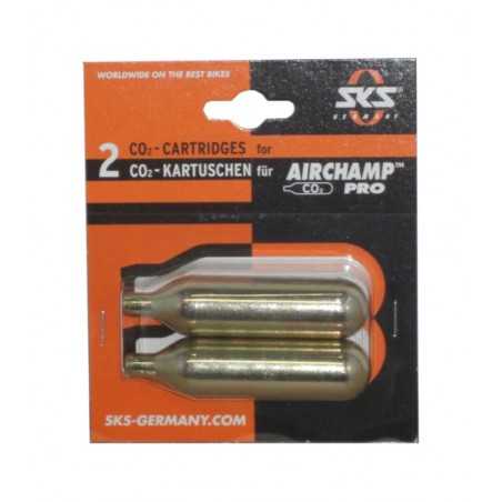 SKS Blister 2 cartuchos sin rosca de aire CO2 16G AIR CHAMP 711522