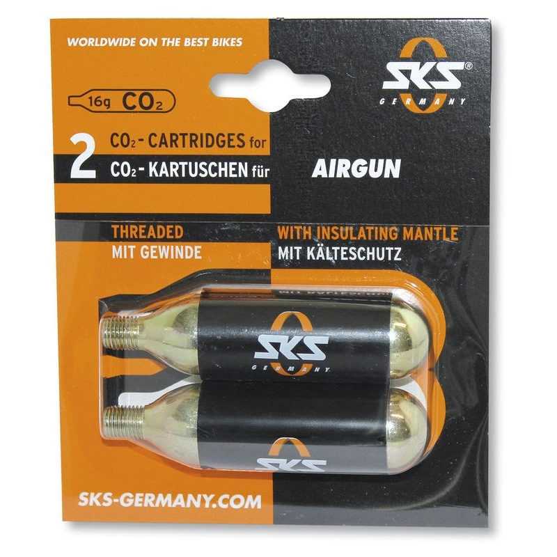 SKS Pack of 2 16g CO2 Compressed Air Cylinder Cartridges for Replacement - Brand 362A1
