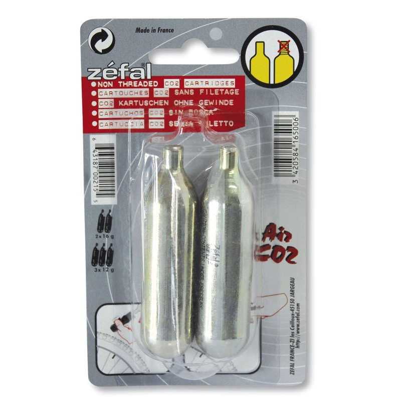 ZEFAL 2 bombonas cartuchos aire comprimido sin rosca CO2 16 Grs. 362B5