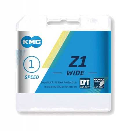 KMC Cadena bicicleta 112 eslabones Z1 WIDE EPT 1/2 X 1/8 8.6MM LONGLIFE 703179