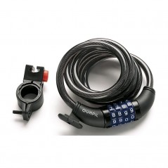 GURPIL Candado antirrobo combinación cable espiral | acerado de 10mm y 180mm largo Incluye soporte para bicicleta 27210VAR