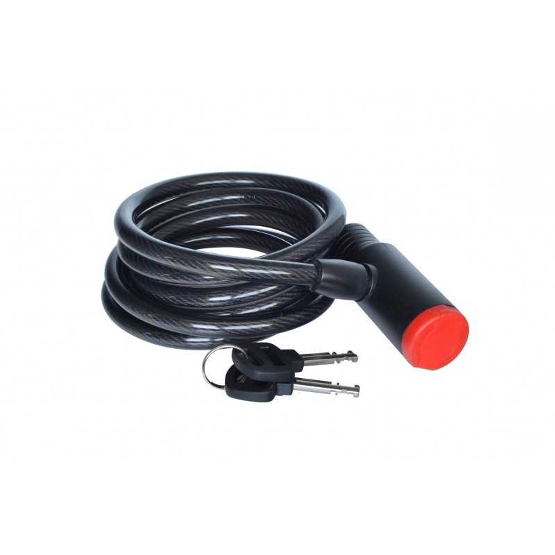 Padlock, spiral with wrench, security cap, 180cm, bicycle