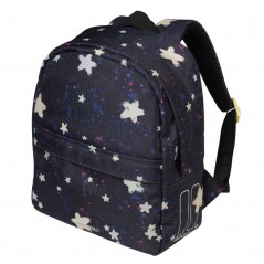 Kids backpack bag with star print + reflective areas + compartments and zipper  