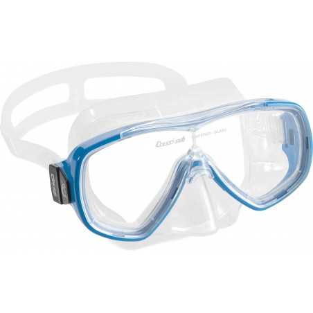 onda transparent silicone diving and snorkeling mask | harmonious design and expanded visibility | tight fit on medium and wide physiognomies | cressi