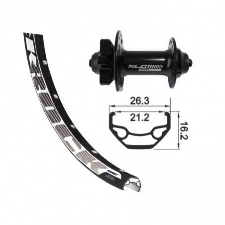 XLC Rueda delantera bicicleta para disco 6 tornillos 26X1.90 EJE 100MM AGUJEROS 2146810000