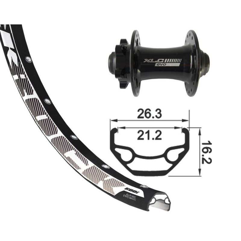 XLC Rueda delantera bicicleta AV 26X1.9 6 TR.NR. AXE 15 32L RODI ROCK DISK 2146810200