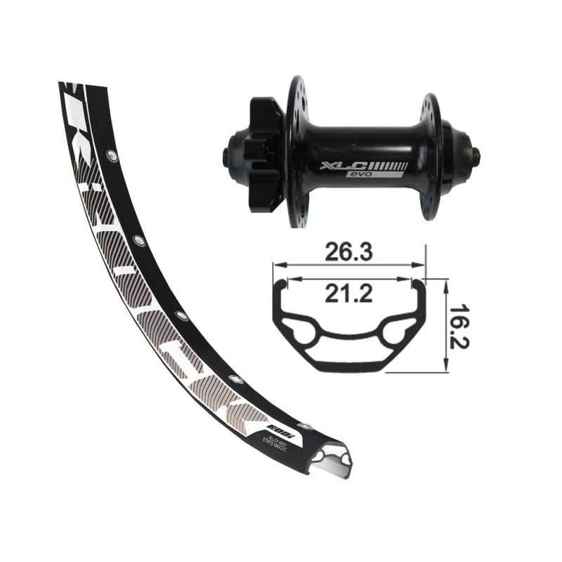 XLC Rueda delantera bicicleta para disco 6 tornillos 27.5 EJE 100MM AGUJEROS 2146830000