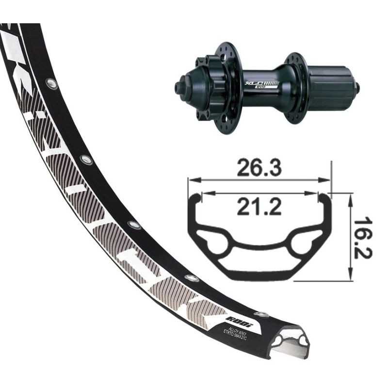 XLC Rueda trasera eje 135MM cierre rapido 6 agujeros 135 MM 26X1.90 2146810400