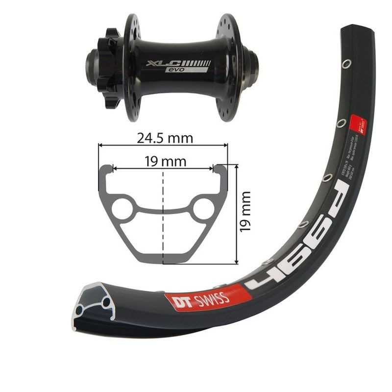 Bicycle front wheel for 6 bolt disc  27.5DT SWISS DIS.32 100X15MM V.6.5MM 584-19