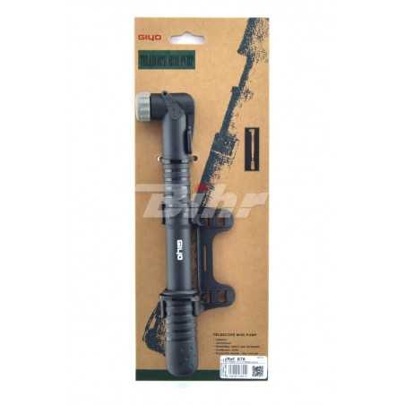 Pump, inflation, telescopic, with pressure gauge indicator, presta and schrader