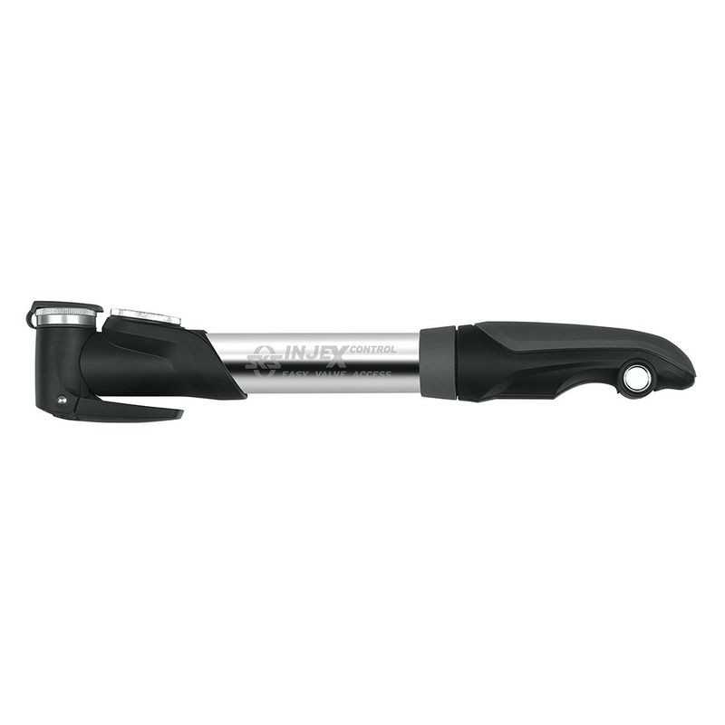 Mini bike inflator pump with telescopic manometer lends and schrader