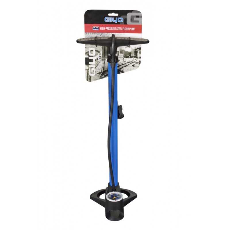 GIYO Bomba inflador taller garaje 160PSI presta schrader con manometro tubo 32mm AZUL 15412