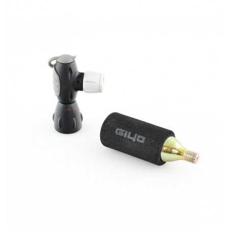 Kit, inflator + gas canister, co2, 16g, presta and schrader valve, cap, antipol