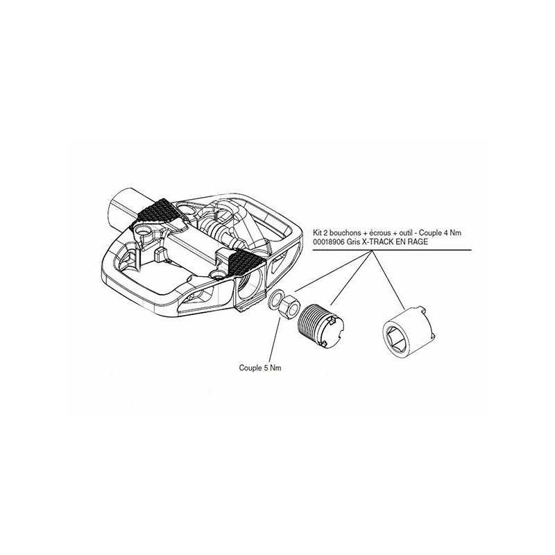 Tool and replacement 2 caps for pedals  X-TRACK ALU