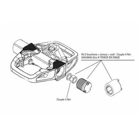 Tool and replacement 2 caps for pedals  X-TRACK ALU