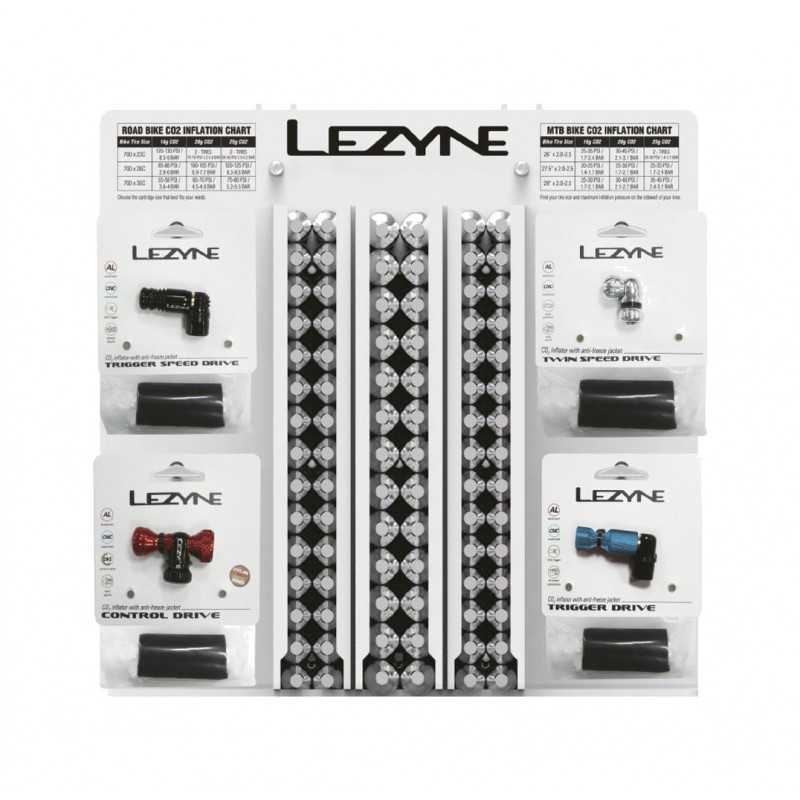 LEZYNE Panel de pared con cartuchos para bombas infladoras tiendas 16G 20G 25G 4712805996681