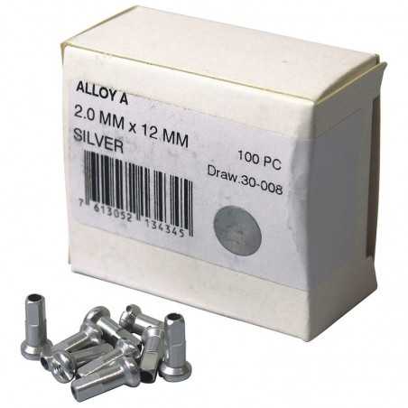Box with 100 aluminum spoke nipples  2 mm