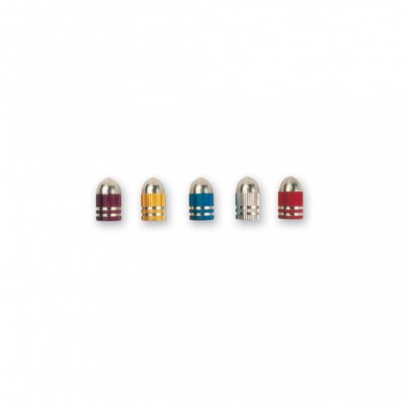 Set, caps, schrader valve, bullet, various colors