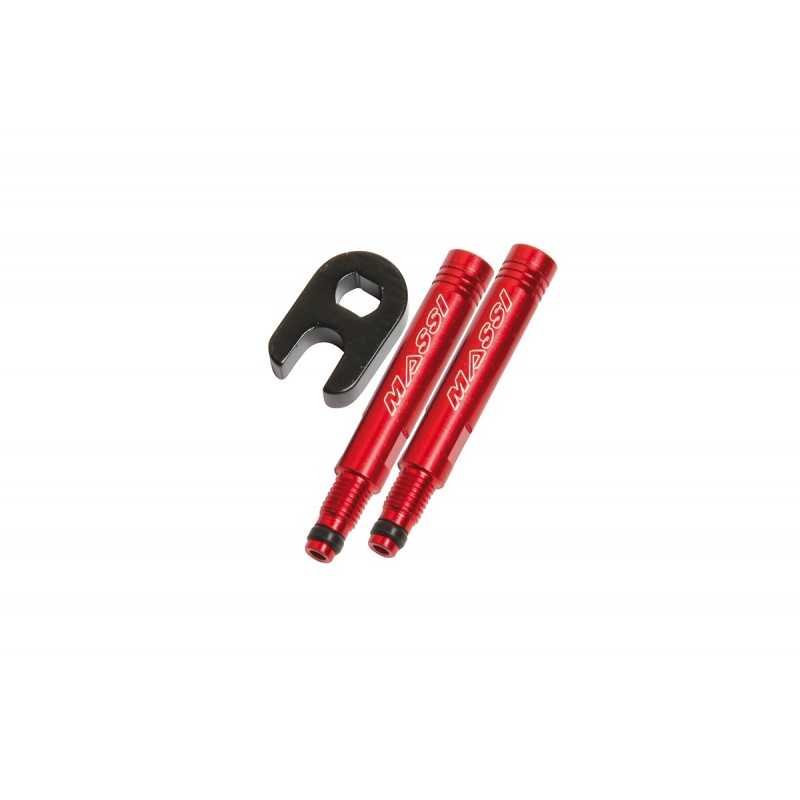 MASSI Prolongador CNC de válvula en rojo y plata 35021VAR