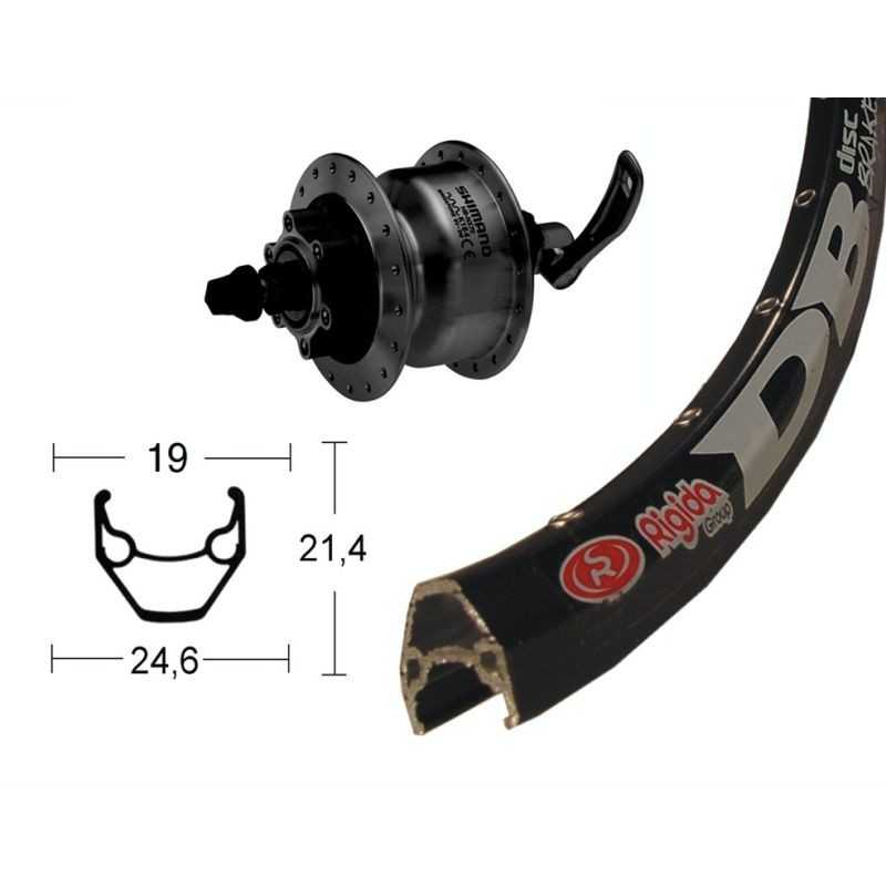 Aluminum front complete wheel  28x1.75 RIGIDA ZAC 2000 DISK 6T DINAMO SHIMANO DH