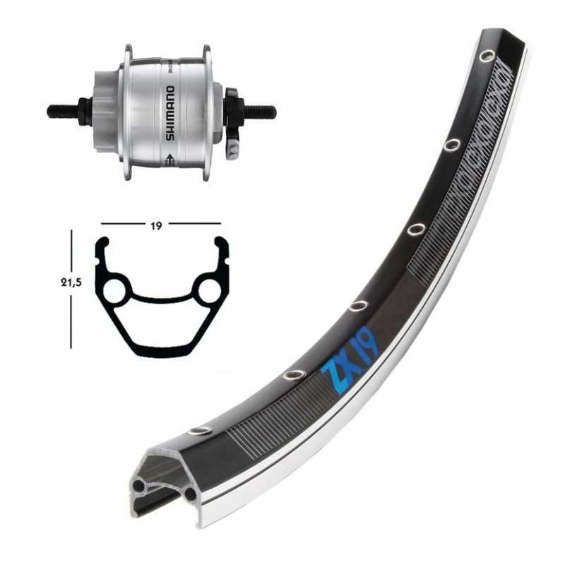 Aluminum front complete wheel  28x1.75 EXAL ZX 19 SHIMANO DINAMO DH 3D32 QR 100 