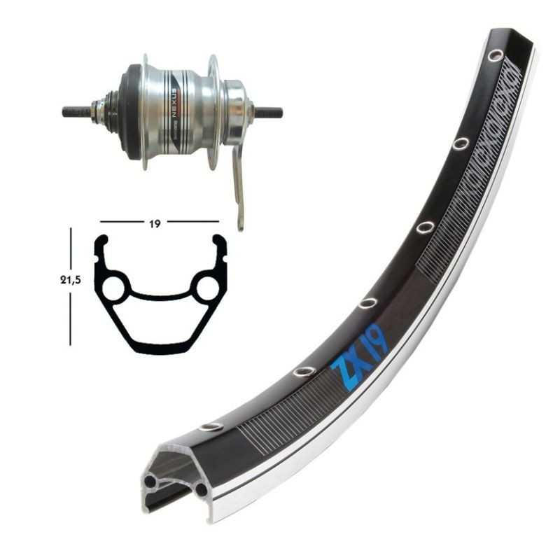 WINORA Rueda completa trasera 28x1.75 EXAL ZX 19 SHIMANO NEXUS 128 MM 7V (622-19) 36 703304