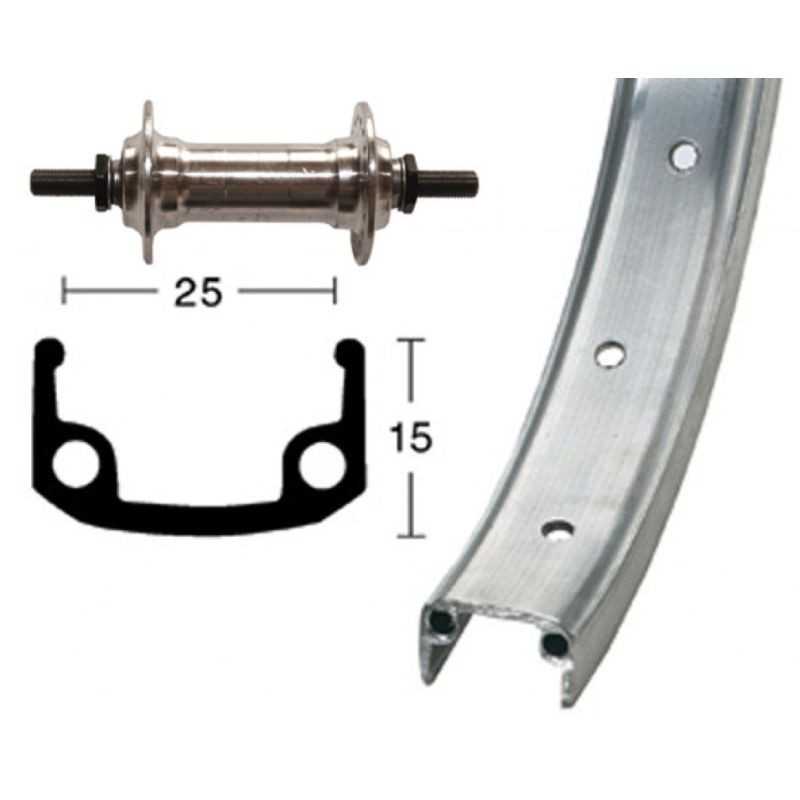 Aluminum front complete wheel  24x1.90 100 MM (507-25)