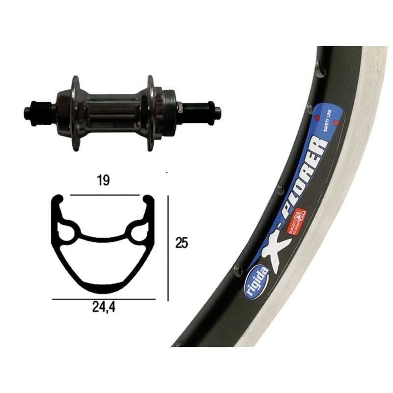WINORA Rueda completa trasera 26x1.75 RIGIDA X-PLORER QR 135MM 6/7V (559-19) 703319