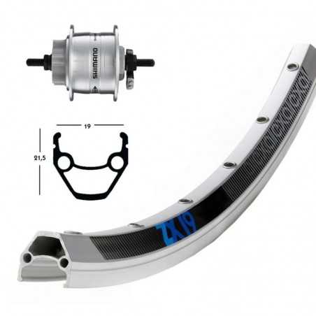 Aluminum front complete wheel  28x1.75 EXAL ZX 19 DISK 6T DINAMO DH 3D72 (622-19