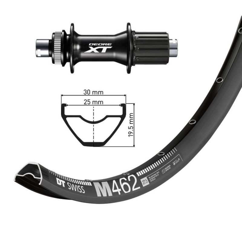 WINORA Rueda completa trasera 27.5 DT SWISS M462 DISK CL DEORE XT FHM 8010 BOOST 12x148 MM 8-11V (584-25) 703422