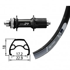 WINORA Rueda completa trasera 26x1.90 RODI M460 DISK CL DEORE XT QR 135 MM 8-11V (559-17) 32 703333