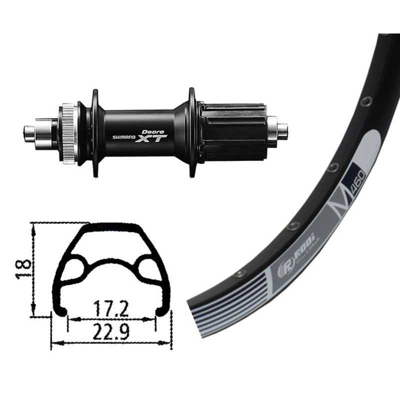 WINORA Rueda completa trasera 26x1.90 RODI M460 DISK CL DEORE XT QR 135 MM 8-11V (559-17) 32 703333