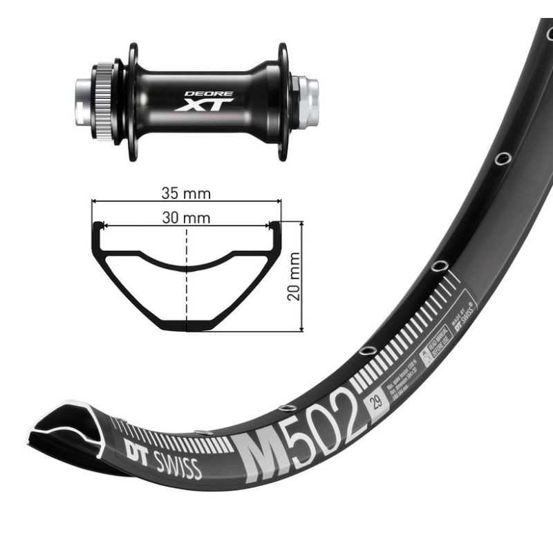 Aluminum front complete wheel  29 DT SWISS M502 AG DISK CL SH DEORE XT HBM 8010 