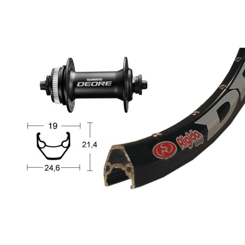 Aluminum front complete wheel  28x1.75 RIGIDA ZAC 2000 DEORE 615 DISK CL QR 100 