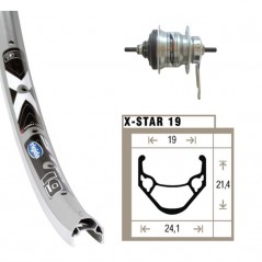 Complete rear wheel  24x1.75 X-STAR 19 SHIMANO 128 MM 7V (507-19)