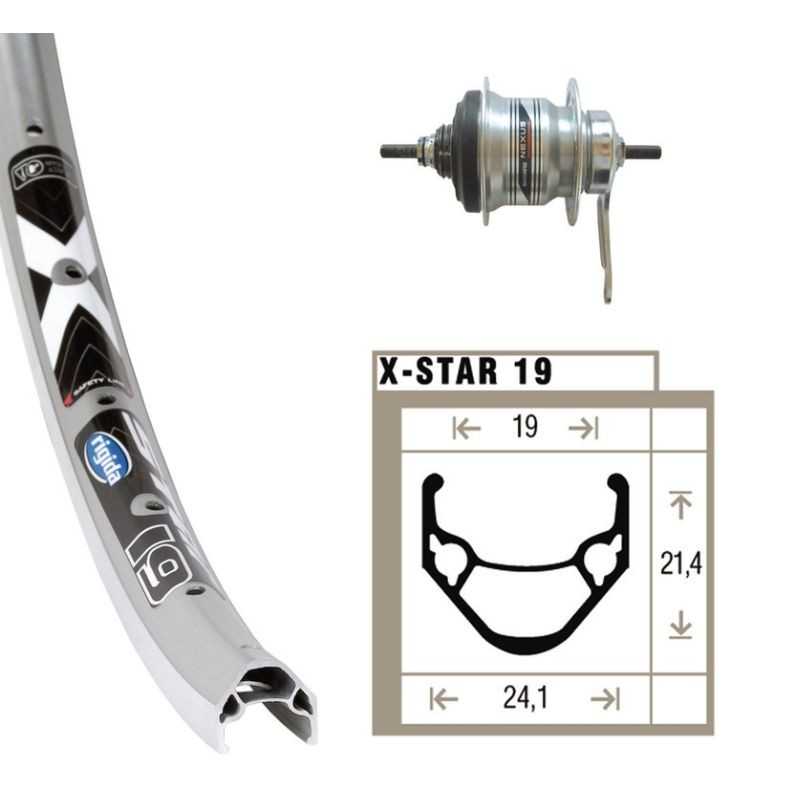 WINORA Rueda completa trasera 24x1.75 X-STAR 19 SHIMANO 128 MM 7V (507-19) 703428