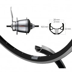 WINORA Rueda completa trasera 28x1.75 RYDE ZAC 421 SHIMANO 128 MM 7V (622-21) 36 703432