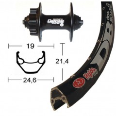 Aluminum front complete wheel  28x1.75 RIGIDA ZAC 2000 DEORE DISK 6T QR 100 MM (