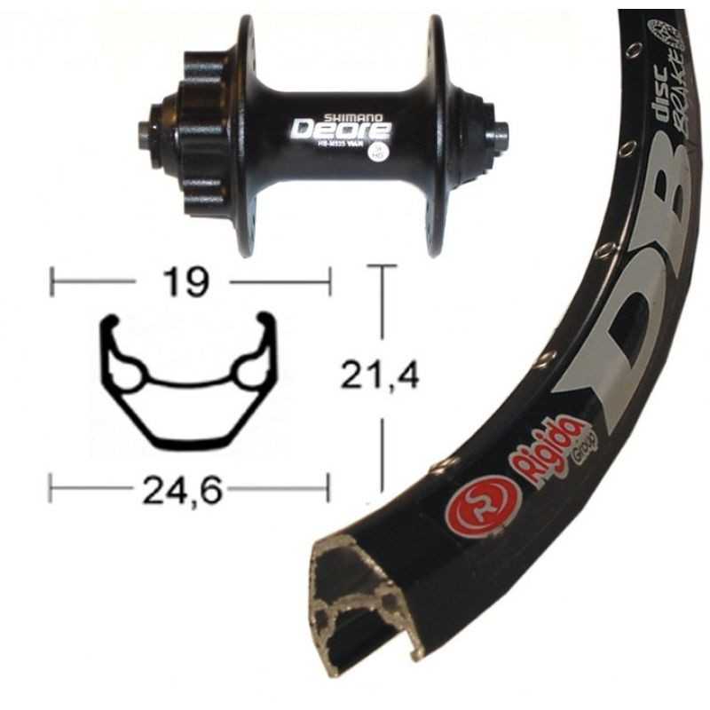 Aluminum front complete wheel  28x1.75 RIGIDA ZAC 2000 DEORE DISK 6T QR 100 MM (