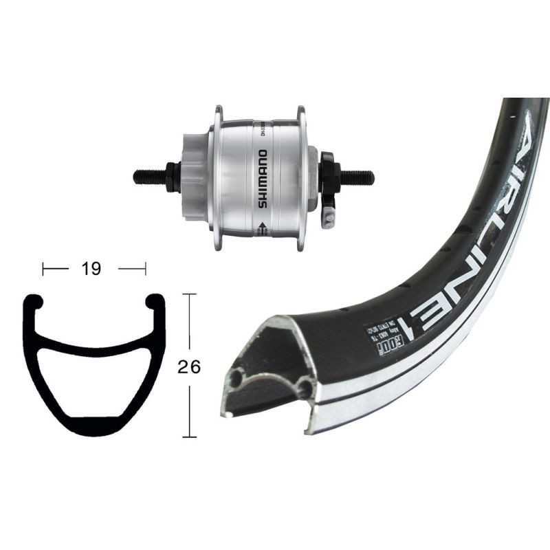 Aluminum front complete wheel  28x1.75 RODI AIRLINE 1 AG DISK 6T DINAMO 100 MM S