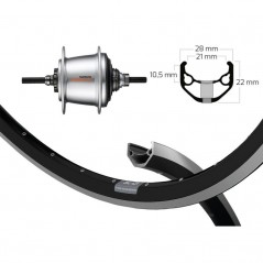 WINORA Rueda completa trasera 26x1.75 RYDE ZAC 421 AGUJEROS EJE MACIZO SHIMANO 130 MM 7V (559-21) 703437