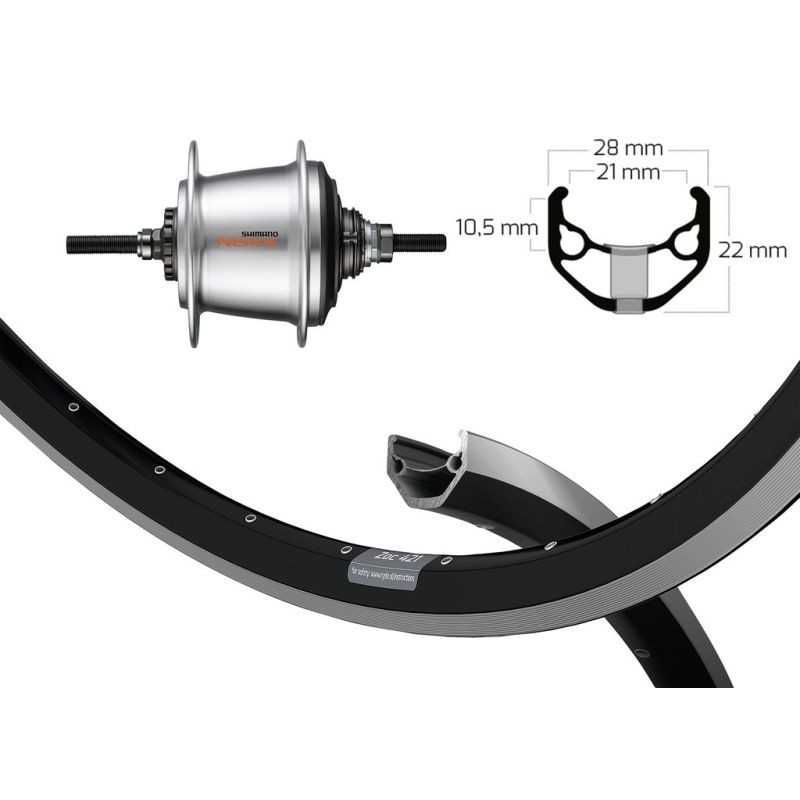 WINORA Rueda completa trasera 26x1.75 RYDE ZAC 421 AGUJEROS EJE MACIZO SHIMANO 130 MM 7V (559-21) 703437