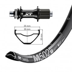 Complete rear wheel  29 DT SWISS M502 AG DISK CL SH DEORE XT FHM 8010 BOOST 12x1